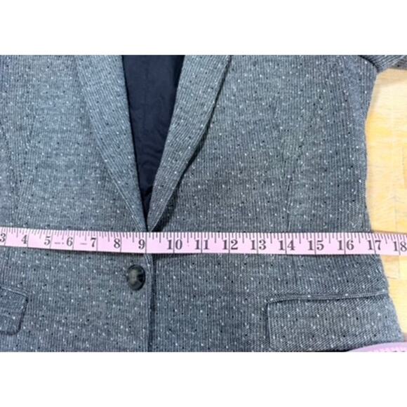 Theory Dancey K Tweed Blazer Sz 8 Black White Preppy Work Academia Capsule Brit - Picture 5 of 14